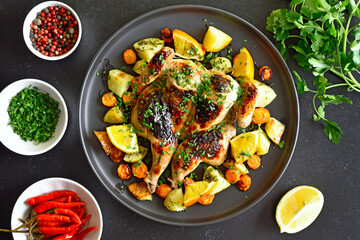 Grilled chicken on plate
