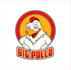 character design for bussines mascot logo big pollo fit muscle  food