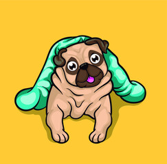 cute pug vector illustration love dogs