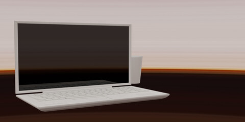 3d digital rendering of a laptop. 