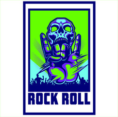rock and roll vector illustration poster