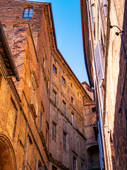 Medieval palaces in the historic center of the city of Siena (Italy)