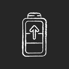 Battery charging process chalk white icon on black background. Different devices working time. Electricity incoming process. Getting full system lifecycle. Isolated vector chalkboard illustration