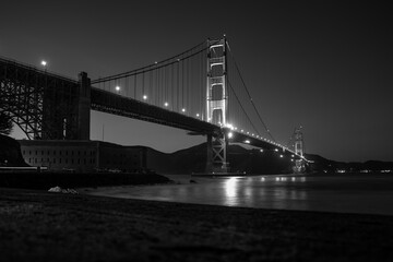 Golden Gate Bridge at Night (Black and White)