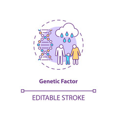 Genetic factor concept icon. SAD risk group idea thin line illustration. Seasonal affective disorder. Inheritance in families. Vector isolated outline RGB color drawing. Editable stroke