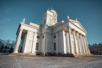 Fototapeta na wymiar Senate Square, White Cathedral in Helsinki