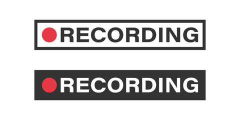 Framed recording sign, currently recording button. Recording vector icons buttons. Concept icons. Vector illustration