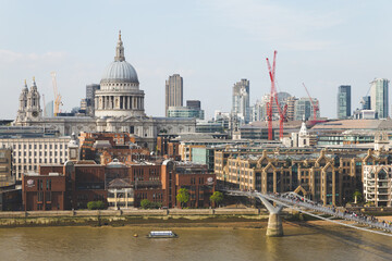 Fototapeta na wymiar st pauls cathedral and millennium bridge, London