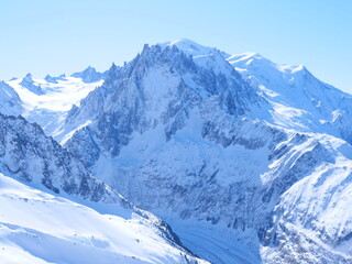 Fototapeta na wymiar A view of the Mont-Blanc during a sunny day. (view from les Grands Montets, Argentières)