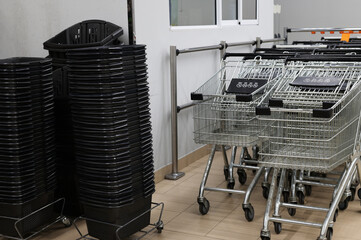 Photo of carts and baskets in the store
