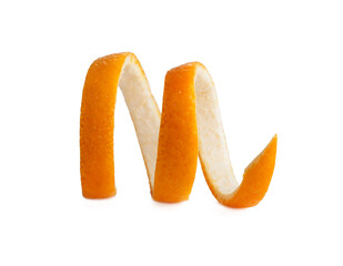 orange peel, spiral of orange rind isolated