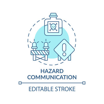 Hazard Communication Concept Icon. Top Workplace Safety Violations. Processes That Employers Control In Work Idea Thin Line Illustration. Vector Isolated Outline RGB Color Drawing. Editable Stroke