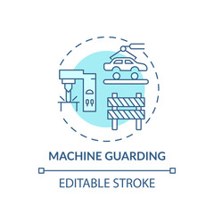 Machine guarding concept icon. Top workplace safety violations. Prevent from damaging body parts idea thin line illustration. Vector isolated outline RGB color drawing. Editable stroke