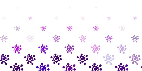 Light Purple vector background with covid-19 symbols.