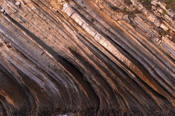 Beautiful schist cliff details in Baleal island in Peniche, Portugal