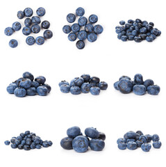 Group of fresh blueberries isolated on white background . full depth of field