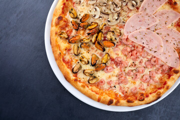 fresh pizza on the white plate