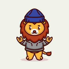 Cute lion with funky and hip hop costume 