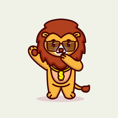 Cute lion with funky and hip hop costume 