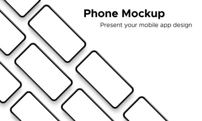 Mobile App Design Smartphone Mockup With Space for Text Isolated on White Background. Vector Illustration