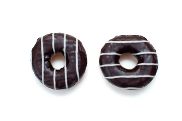 Chocolate donuts on white background