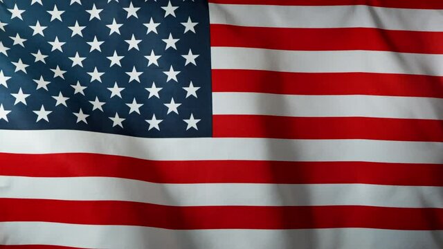 Super slow motion of waving flag of USA in close-up. Filmed on high speed cinema camera, 1000fps.