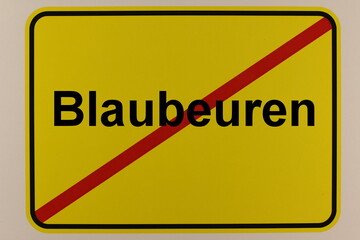 Grafische Darstellung des Ortsausgangsschildes der Stadt Blaubeuren