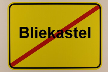 Grafische Darstellung des Ortsausgangsschildes der Stadt Bliekastel