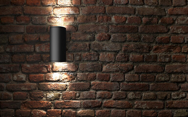Modern wall lamp on old brick wall. 3d rendering