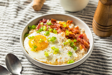 Healthy Homemade Savory Oatmeal Breakfast Bowl