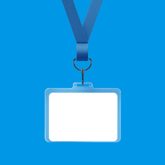 Badge mockup on blue background