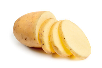 Isolated potatoes. raw slice potato vegetables isolated on white background