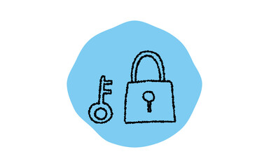 Obraz premium シンプルなセキュリティロックのアイコン、鉛筆書き風