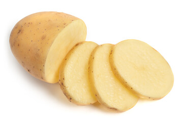 Isolated potatoes. raw slice potato vegetables isolated on white background