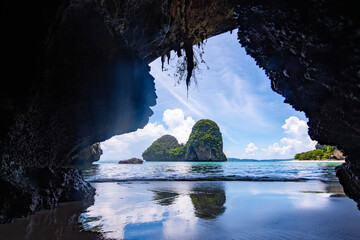 Famous Phranang cave at Raylay Railay Beach, Krabi : Thailand - 393956786