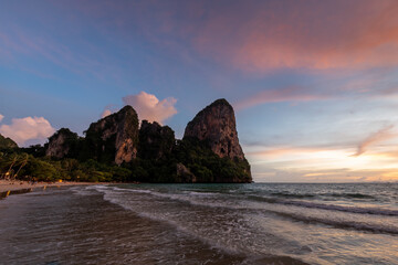 Sunset at Railay Beach, Krabi, Thailand - 393956969