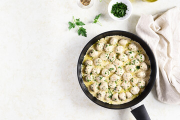 Swedish meatballs with white creamy sauce