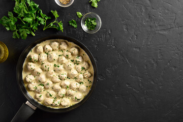 Swedish meatballs with white creamy sauce
