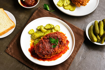 Nashville style hot chicken with pickle
