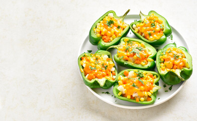 Baked green bell peppers