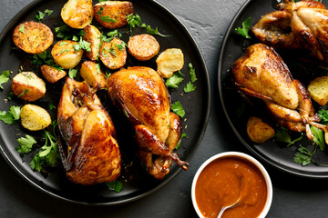 Tasty grilled quails