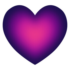 Vectorial isolated heart in gradient pink violet purple color, volume heart shape on white background, vector symbol of love, icon and design element.	