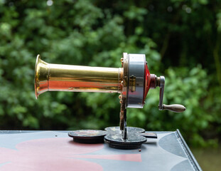 Vintage style brass warning siren.