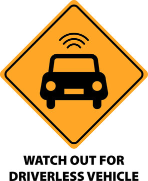 Driverless self-driving car or autonomous vehicle warning icon or symbol in vector. Simple and easily understandble illustration.