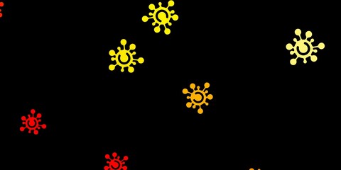 Dark orange vector backdrop with virus symbols.
