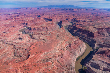 Fototapeta na wymiar Aerial View Colorado River, Canyonlands National Park, Utah, Usa, America