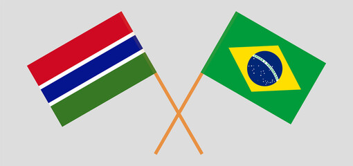 Crossed flags of Brazil and the Gambia