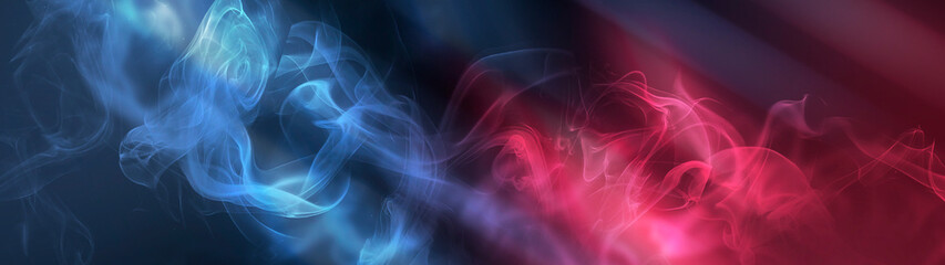 Neon futuristic landscape of a night street with neon light reflected in the water. Wet street, red and blue neon lights. Urban neon abstraction. Dark street wet asphalt reflections of rays.