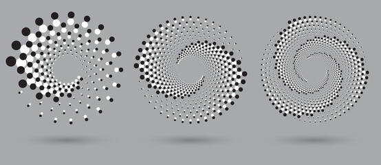 Abstract dotted vector background. Halftone effect. Spiral dotted background or icon. Yin and yang style.