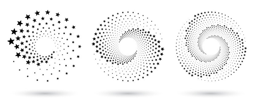 Abstract dotted vector background. Halftone effect with stars. Spiral dotted background or icon. Yin and yang style